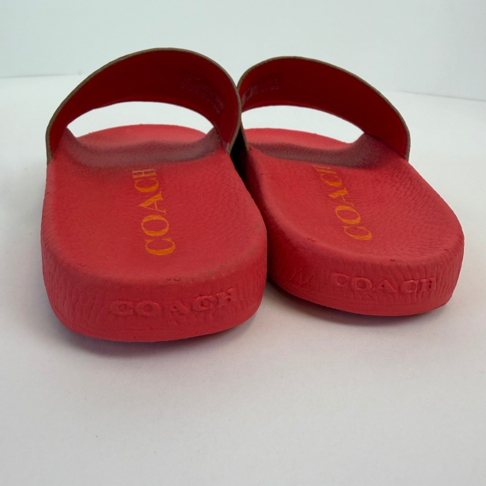 Coach Udele Sport Slides Rainbow Pride Signature Monogram Red Sandals Womens 5B - Picture 6 of 6